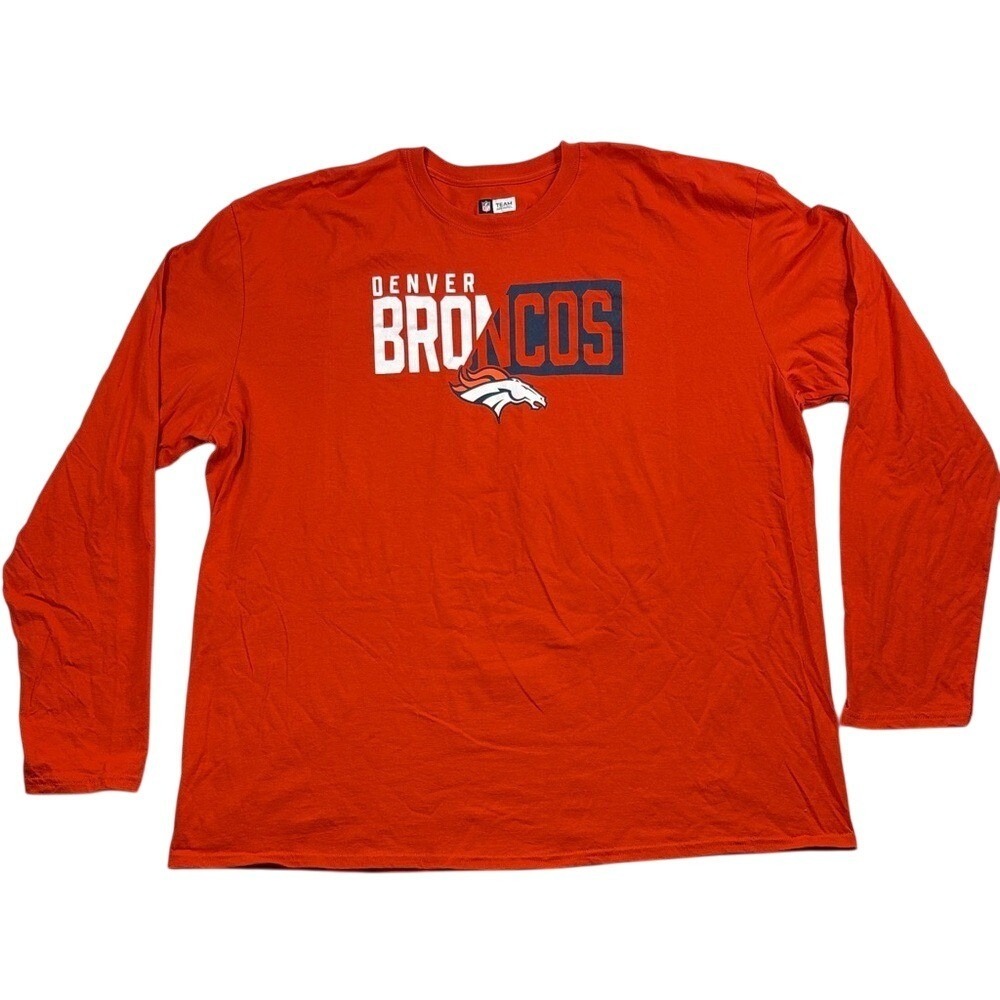 NFL Team Apparel Denver Broncos Long Sleeve Graphic Tee Mens Size 3XL Orange NWT
